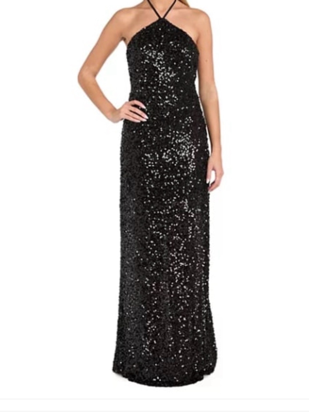 Black Sequin Halter long Dress